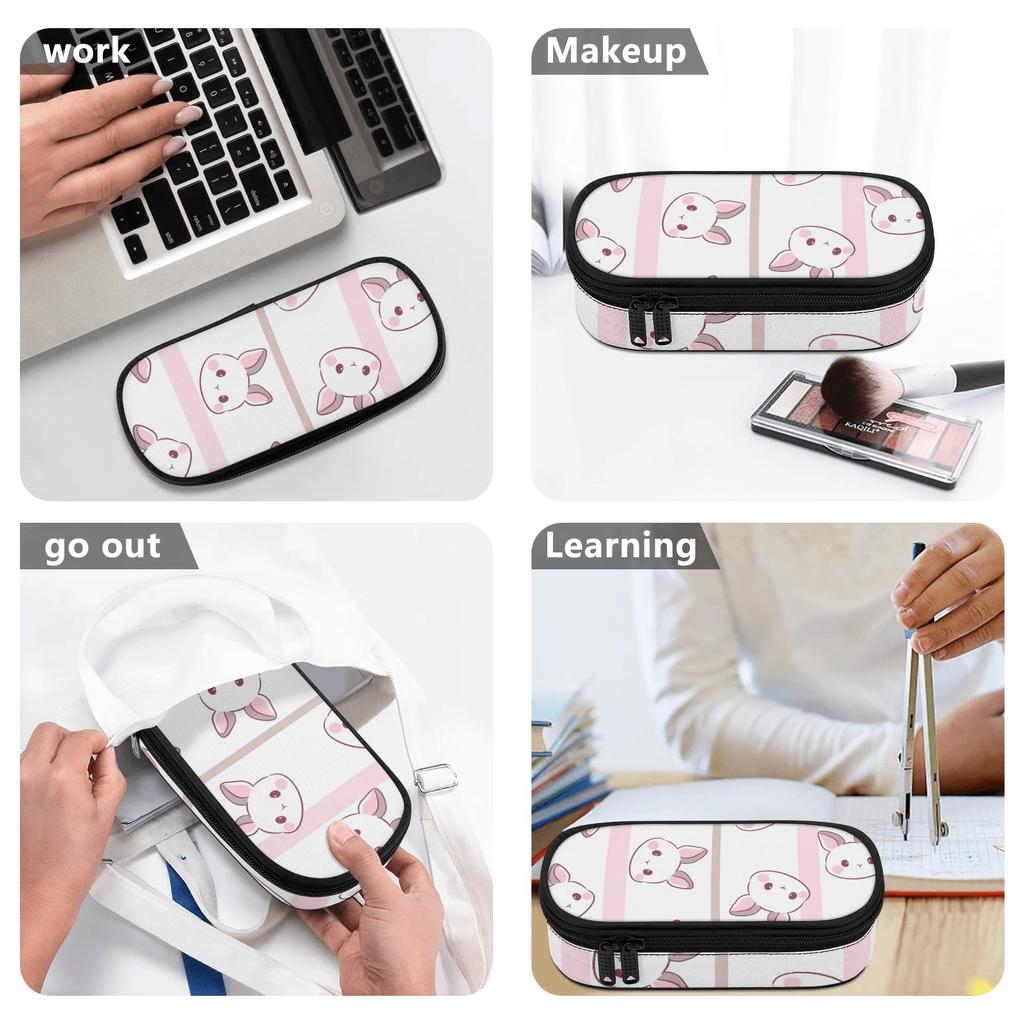 Pencil Bag Spacious Storage Smooth Zipper Strong Polyester Fabric with Main Compartment Mesh Pocket and Pen Slots for Students