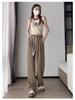Summer 2024 Women's High Waist Versatile Wide-Leg Suit Pants with Drawstring, Size 145 Slimming