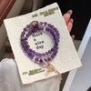 Handmade Purple Amethyst Kunzite Double Wrap Crystal Bracelet Women Elegant Geometric Style 6mm Beads
