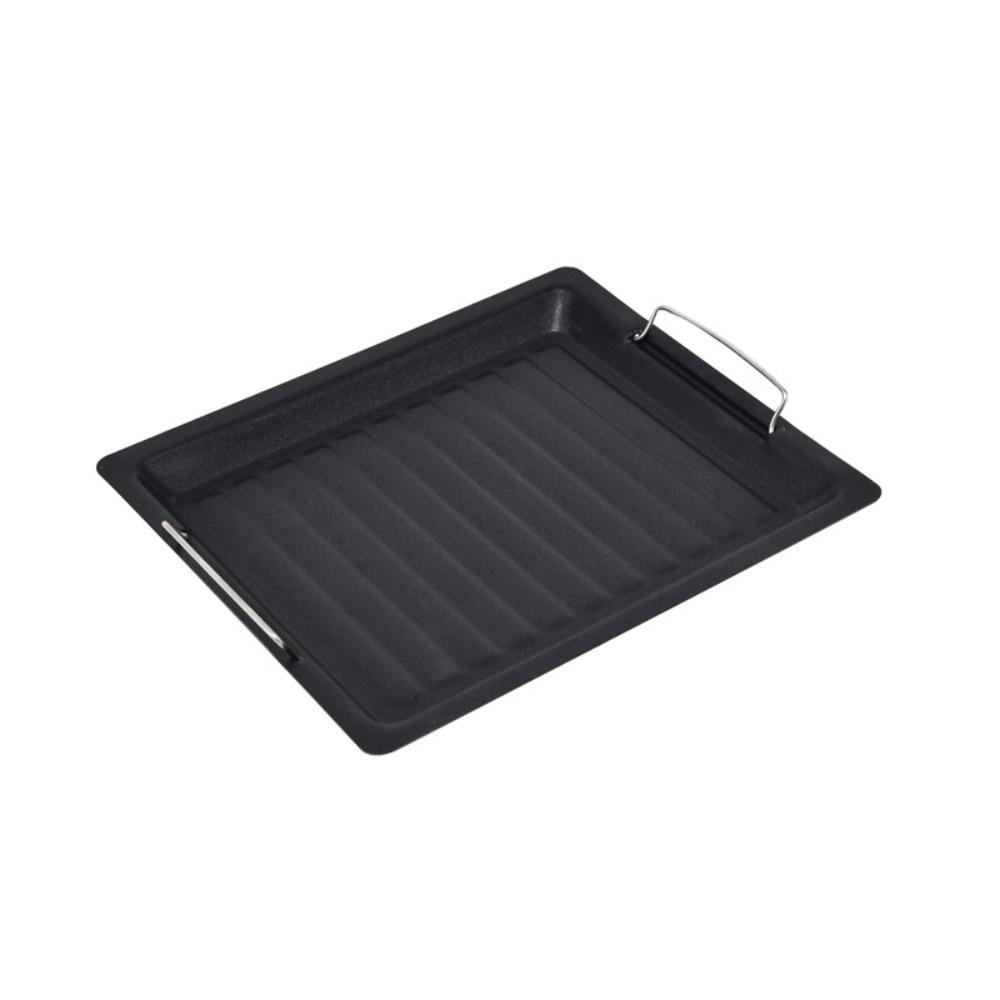 Striped Groove Grilling Tray with Handle Grilled Fish Platter Outdoor BBQ Grill Pan Camping