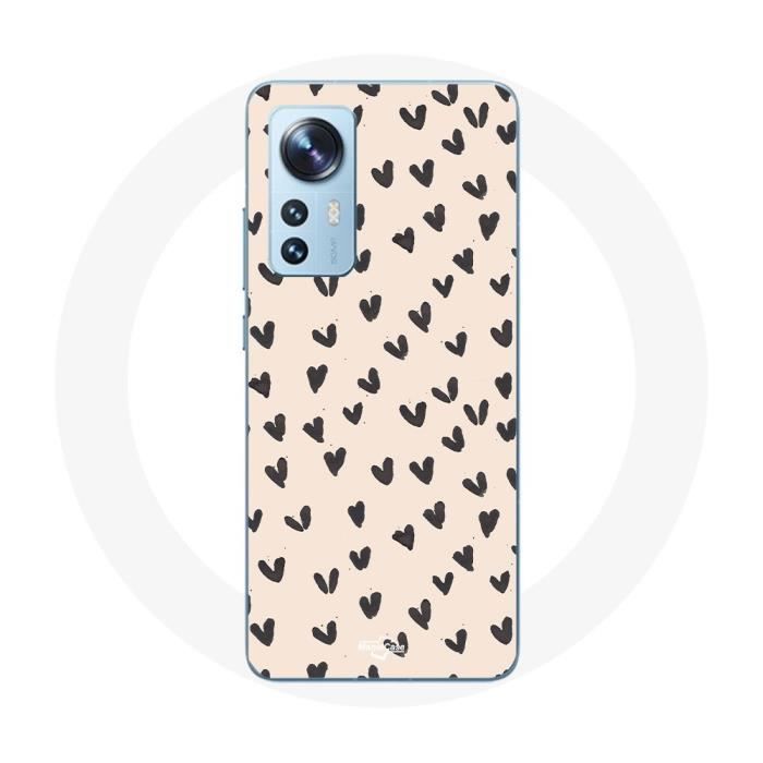 Coque pour Xiaomi Mi 12 / 12X Fond de texture abstraite coeurs noirs
