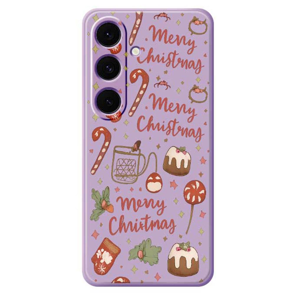 For Samsung Galaxy S25+ Case Merry Christmas Pattern Printing Straight Edge TPU Phone Back Cover