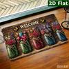 Rustic Mason Jar Welcome Doormat Colorful Floral Bouquet Front Door Mat Vibrant Butterfly Entryway Rug Farmhouse Floor Mats