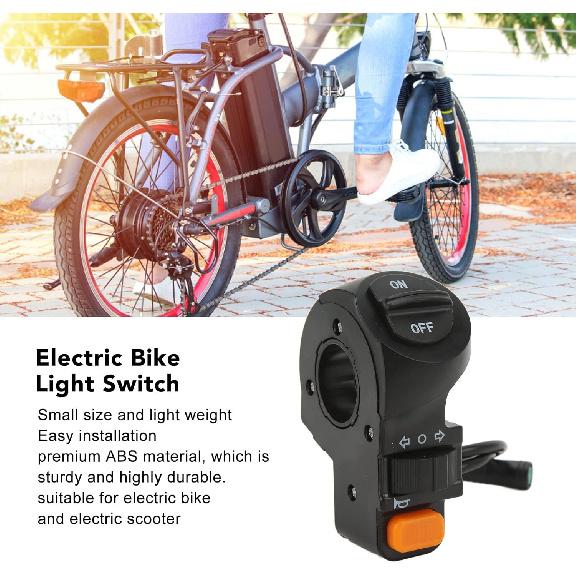Electric Bike Light Switch, 3 in 1 Ebike Spotlight Headlight On Off Lightweight Universal Control Tuning Horn Signal Light Switch for Electric