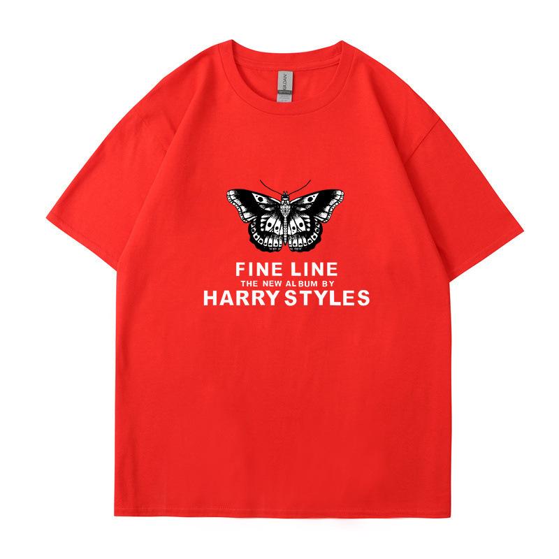 Harry Styles Women's Butterfly Printed T-shirt Summer Fashion Cotton Casual Top Women's Y2K Retro Street T-shirt Clothing