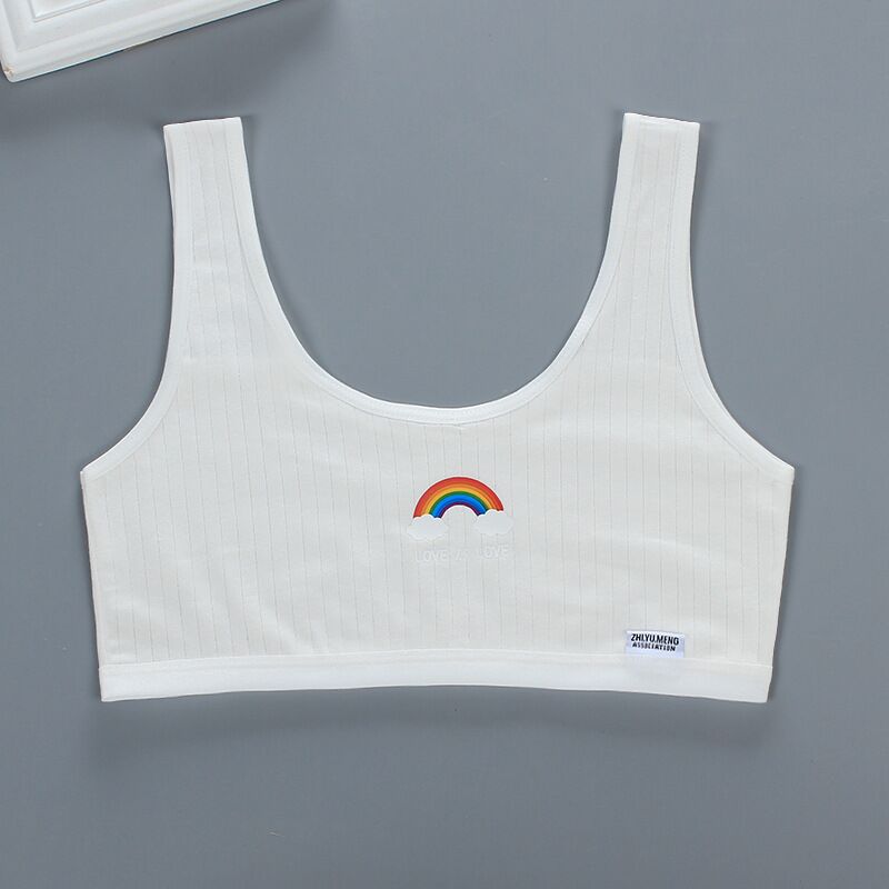 Спортивный бюстгальтер для девочек из хлопка с принтом букв, однотонный укороченный топ с широкими бретелями