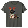 Christmas Dog Reindeer Antlers Lights Holiday Unisexs TShirt Unisex Tee Graphic Top
