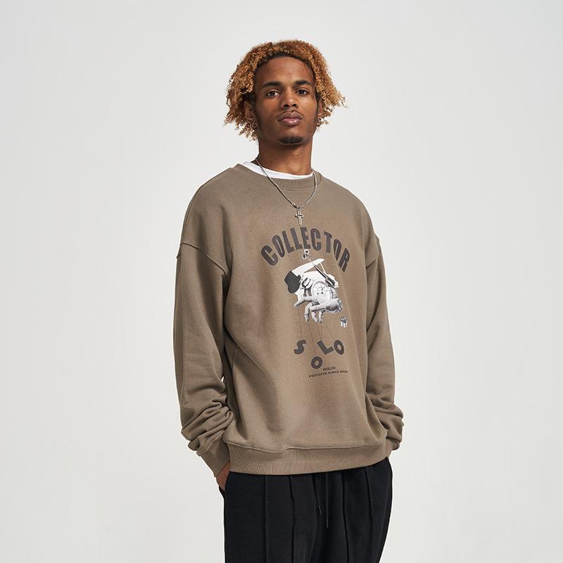 Весна и осень новый свитер мужской трендовый бренд свободный американский круглый вырез повседневная куртка пара длинный рукав топ мода