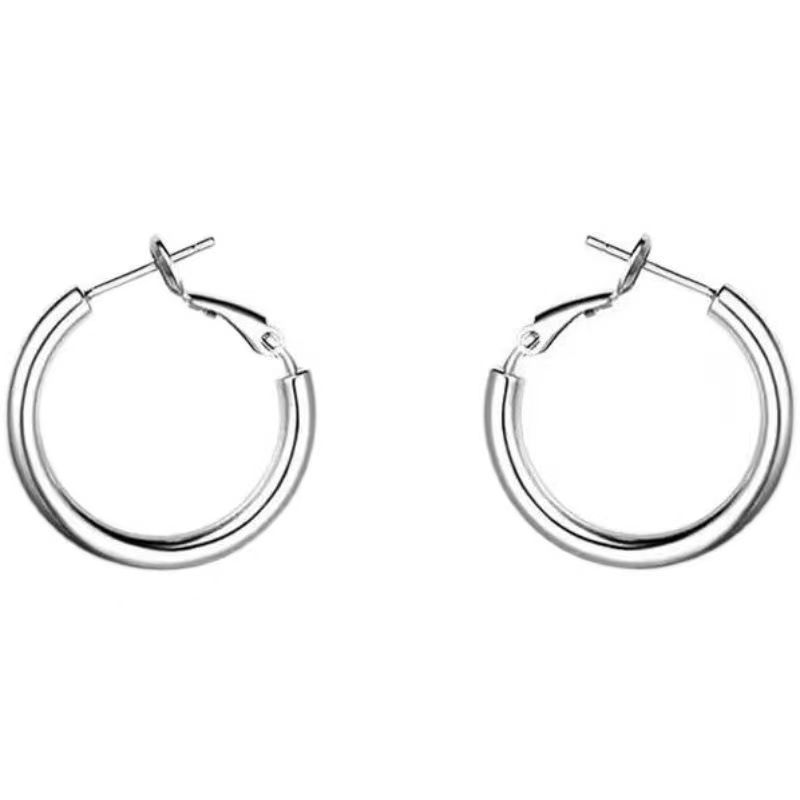 Earrings Niche Retro Premium Sense Light Luxury Earrings Anti-Allergic Ring Simple Stud Earrings Women'S Circle Earrings