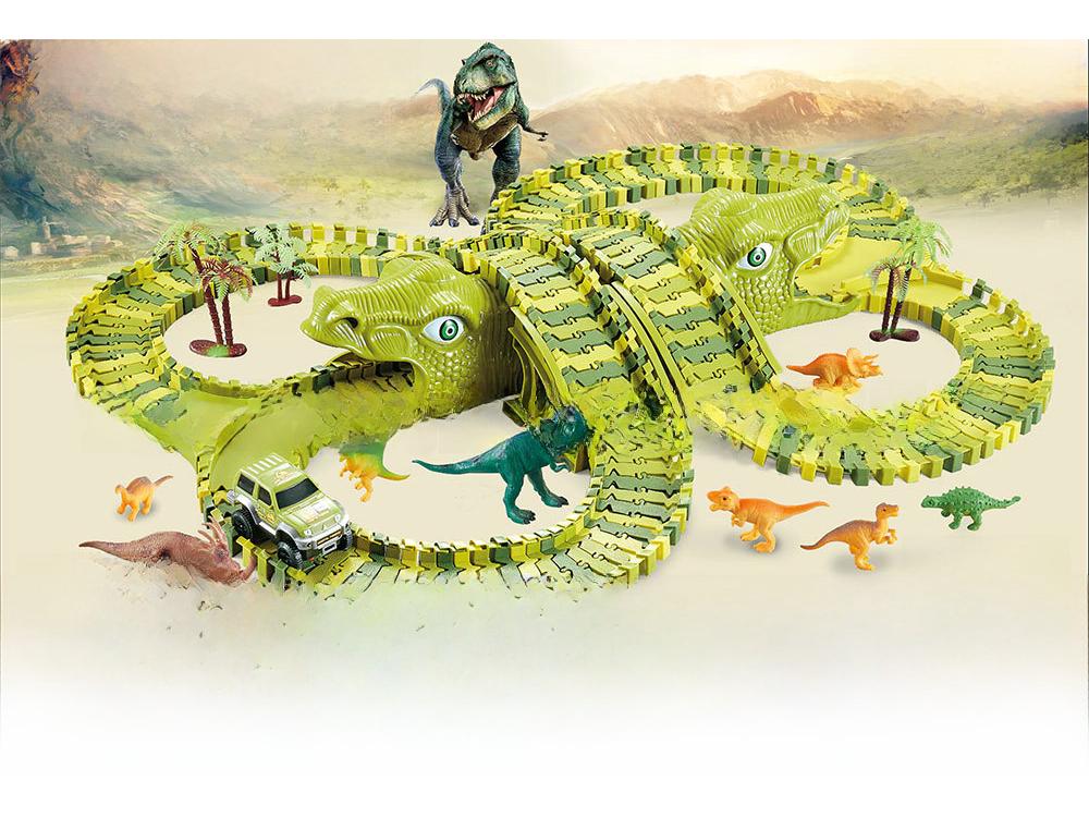 Электрическая игрушка-трековая трасса для динозавров с колесом обозрения для детей