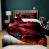 Race Car Bedding Set Twin Size Burning Red Flame Duvet Cover Set 3D Sports Car Duvet Cover 3Pcs Bedclothes King Duvet Cover