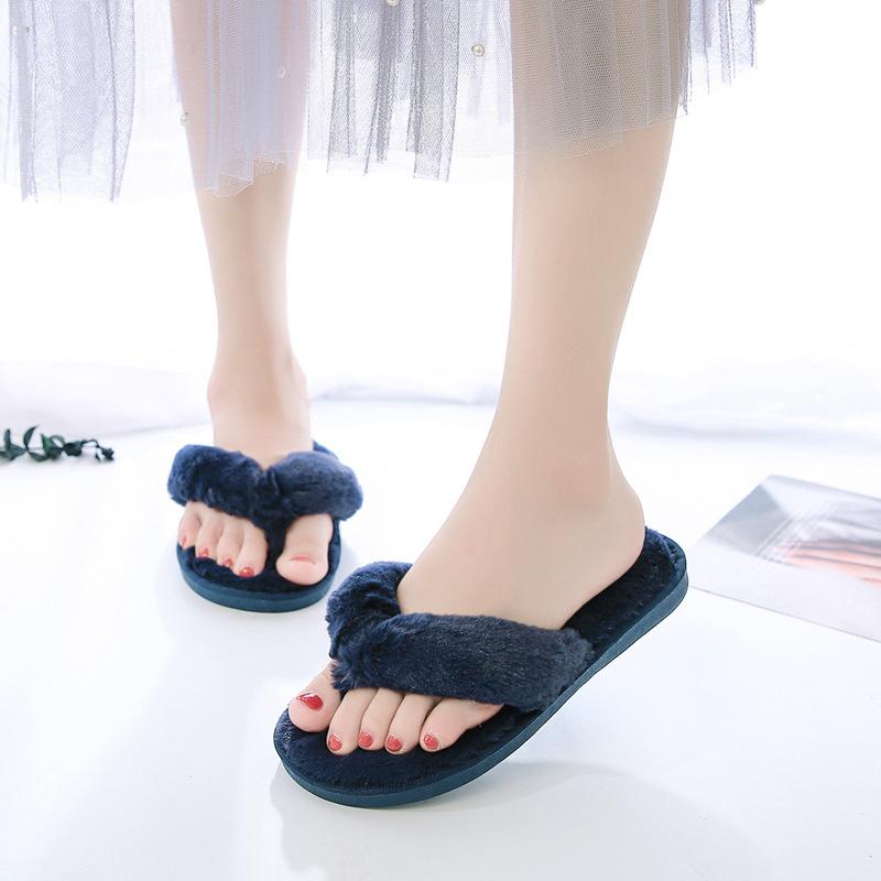 Slides Women 2024 Winter Female Flip Flop Fashion Plus Size Soft Furry Slippers Women Non Slip Indoor Floor Slides Zapatos Mujer