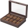 Reodoeer Wood Grain PU Watch Storage Case Box Watch Storage Box Collection Case for 10 Pieces