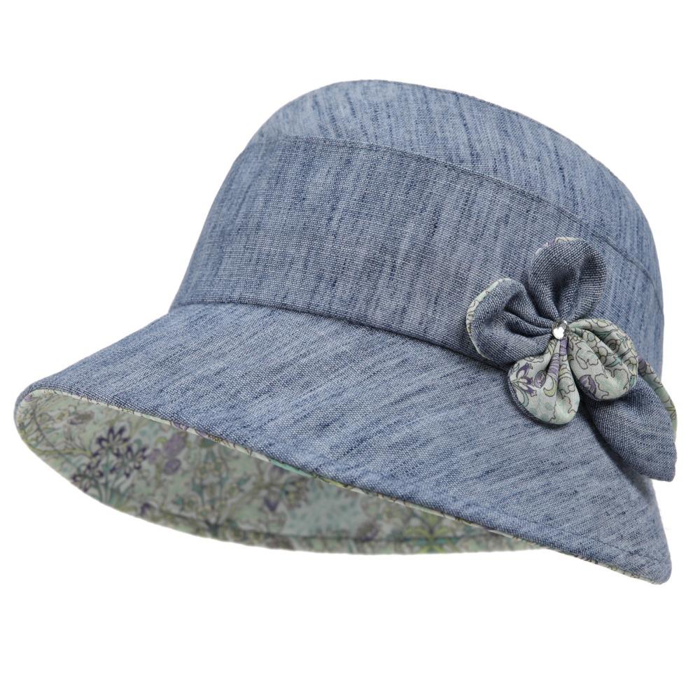 New Wide Brim Bucket Hat Flower Design Foldable Sun Hat Breathable Fabric Sun Protection