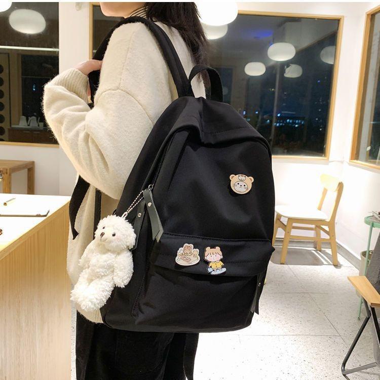 Shoulder Solidcolor Backpack Bag High School Students Junior High Gift Unisex