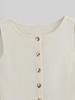 European & American Women's Fashion 2024 Gold Button Flat Stitch Vest Top