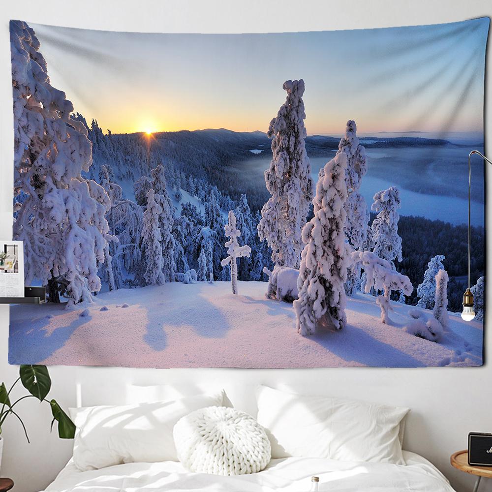 Рождественский камин и снежный настенный гобелен с Рождеством для дома, деко, рождественский подарок, гобелены с принтом