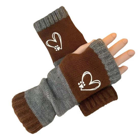 Yousheng 1 пара перчаток для верховой езды, вязаные перчатки без пальцев с вышивкой и удлиненными манжетами, дизайн с половиной пальцев, отверстие для большого пальца, зимние перчатки