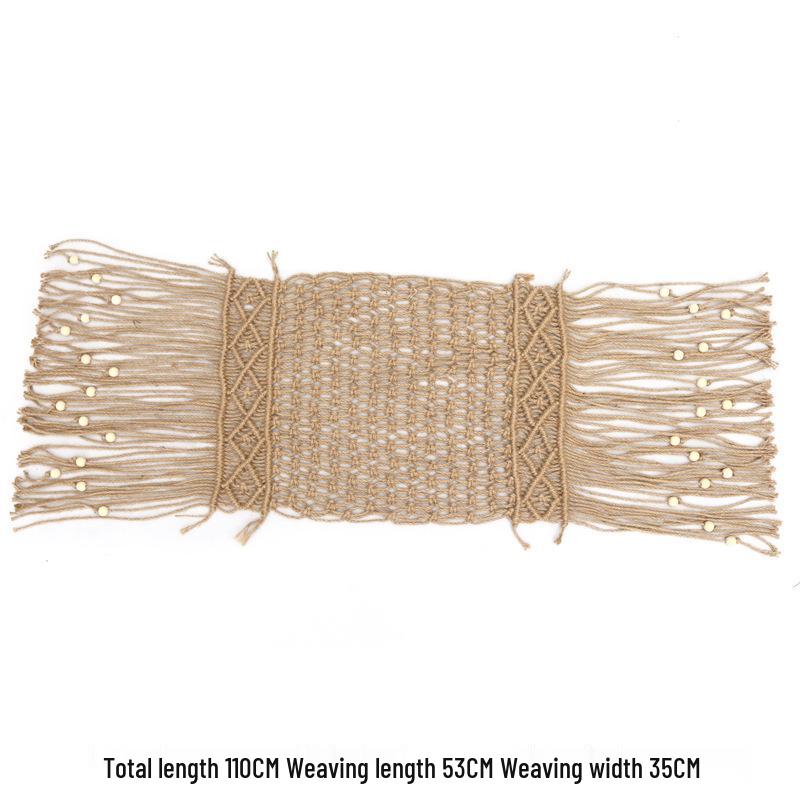 Bohemian Handwoven White Cotton Rope Tapestry - Retro Style Decorative Wall Hanging for Bedroom or Home