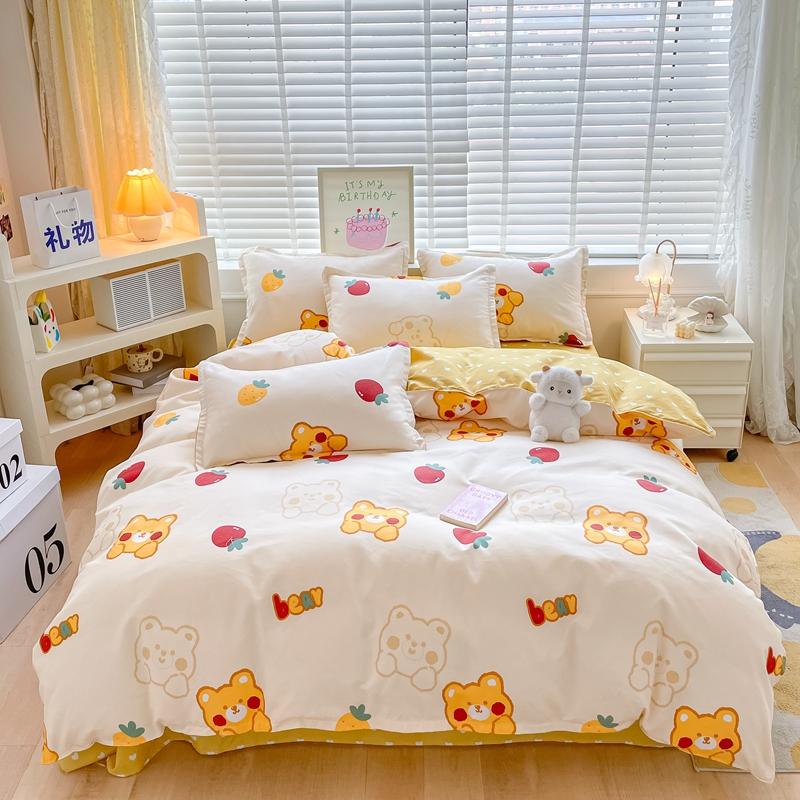 Cute Panda Duvet Cover Twin Queen Size for Kids Girls Boys Room Decor,Gray Grid Bedding Set 3pcs,Cartoon Animals Comforter Cover