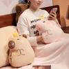 3 in 1 Multifunctional Casual Style Capybara with Fleece Blanket Hand Warmer Pink Capibara Bird Star Caps Bed Cushion for Boy
