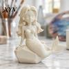 Минималистичная скульптура русалки, 3D-печатная фигурка действия, фигурка в темном готическом стиле с матовым черным покрытием, подвижные суставы, устойчивая к выцветанию, домашнее украшение