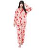 SAZAC My Melody Shirt Long Sleeve and Pants Stylish Frame My Melody Pajamas, Micro-Fur Fleece, Women's, Set, Loungewear, (Red/L/SAN1742)