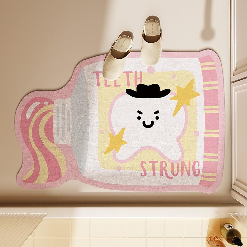 Cartoon Bathroom Floor Mat, Water-Absorbing And Dirt-Resistant Diatom Mud Floor Mat, Wear-Resistant And Non-Slip Mat At The Door Of Household Toilet,