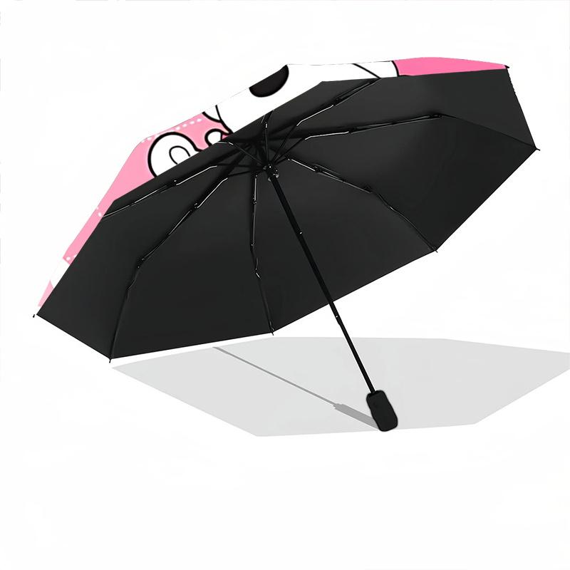 1pc Happy Kuromi & My Melody Cartoon Umbrella, Portable 3-Fold Compact Umbrella, Suitable for Camping, Hiking and Travel, Ideal Easter Birthday Gift f