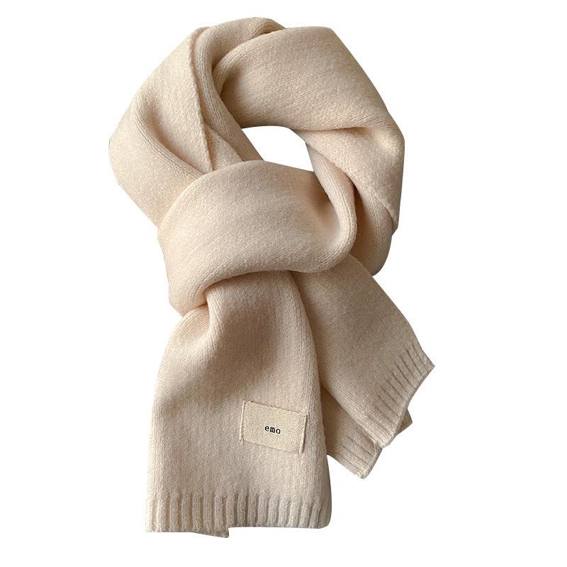 Exquisite Gentle Solid colored Small Scarf Whitening Knitted Woolen Short Scarf Autumn and Winter Warm Couple Style Simple and Elegant