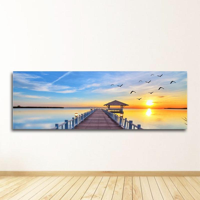 Панорама Скандинавская Настенная Картина Гостиная Закаты Натуральный Морской Пляж Пейзаж Плакат Печать Холст Картина Домашний Декор