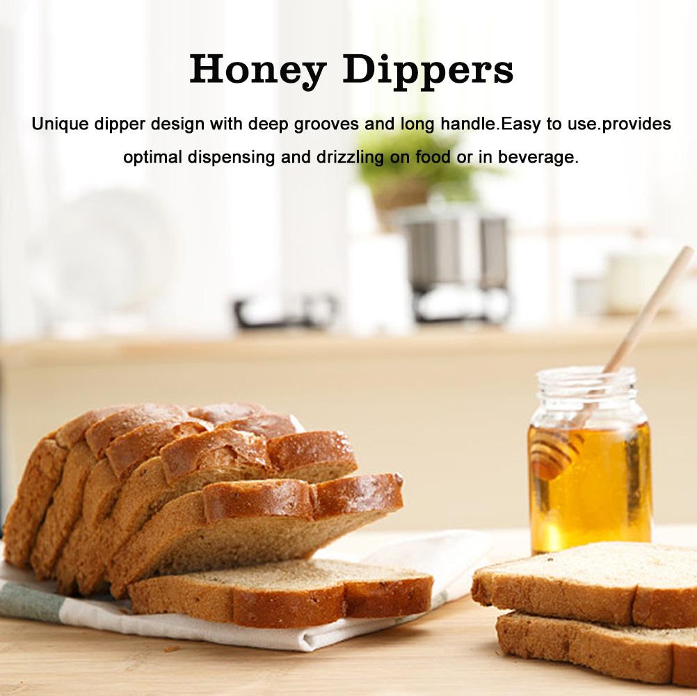 Wooden Honey Dipper 50Pcs/set Household Wooden Mini Jam Honey Dipper Jar Dispensing Collecting Stirring Rod Stick