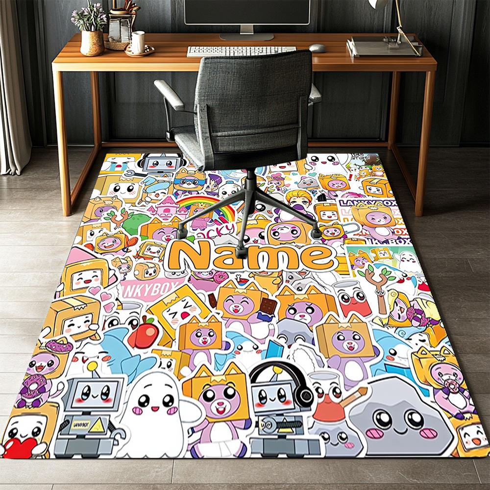 Custom Name LankyBox Printed Carpet,Rug for Office Chair Living Room Bedroom Kitchen Room Decor Gifts.