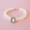 Pet Collar Cat Dog Pearl Necklace Double Stacked Premium Protein Gem Set with Rhinestones