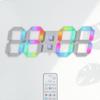 KOSUMOSU Многоцветные цифровые часы, 7-цветные светодиодные часы, RGB настольные часы, Неоновые настенные часы, Регулируемая яркость, 15 дюймов, с пультом дистанционного управления, Время