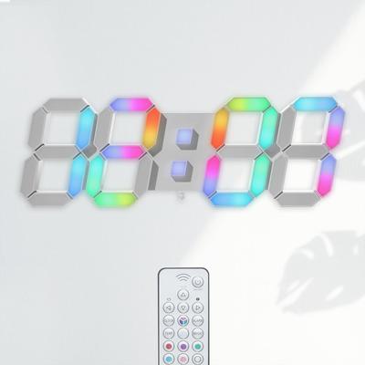 KOSUMOSU Многоцветные цифровые часы, 7-цветные светодиодные часы, RGB настольные часы, Неоновые настенные часы, Регулируемая яркость, 15 дюймов, с пультом дистанционного управления, Время