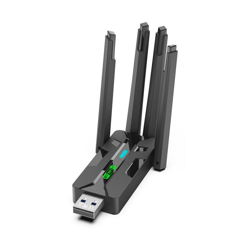 Двухдиапазонный USB-адаптер Bluetooth WiFi 6: Бесдрайверный 5G сетевой приемник, Plug & Play