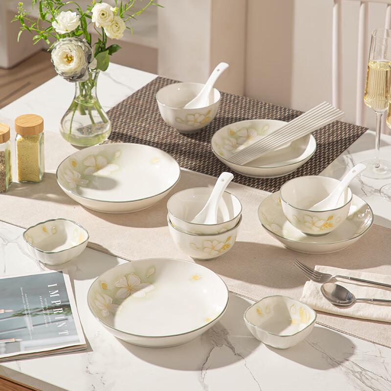 Weidu Пасторальный Цветок Набор керамической посуды из 18 предметов