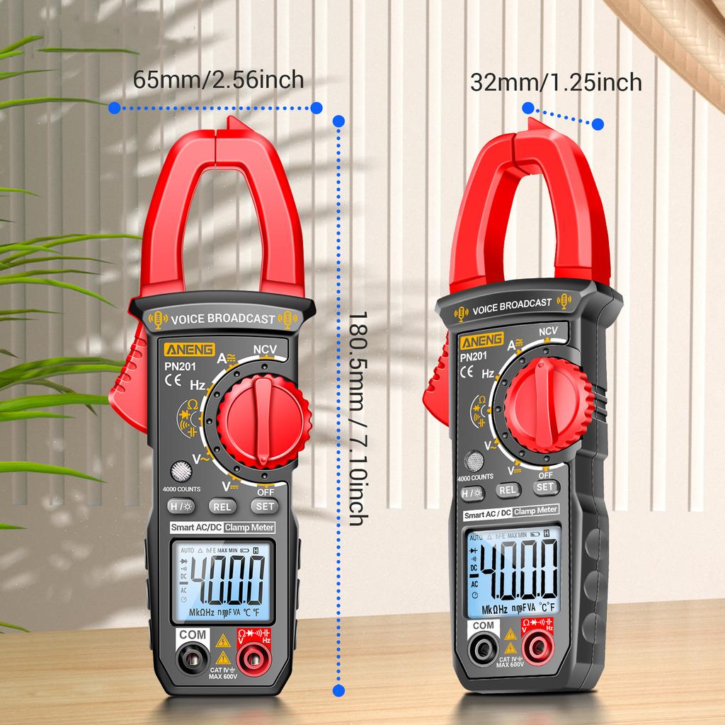 ANENG PN201 Voice Meters Digital Clamp Meter Multimeter Tester 4000 Counts with NCV Amp Ohm Volt