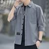 Весенняя однотонная рабочая рубашка в гонконгском стиле, мужская красивая куртка с рукавом три четверти, модная повседневная рубашка