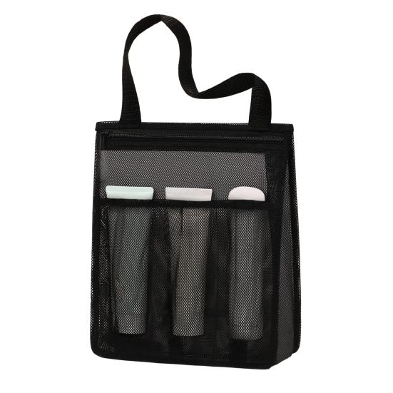 Сумка для хранения Портативная сетчатая сумка-органайзер для душа Большой вместимости Застежка-молния Сумка для душа для ванной комнаты с боковыми карманами