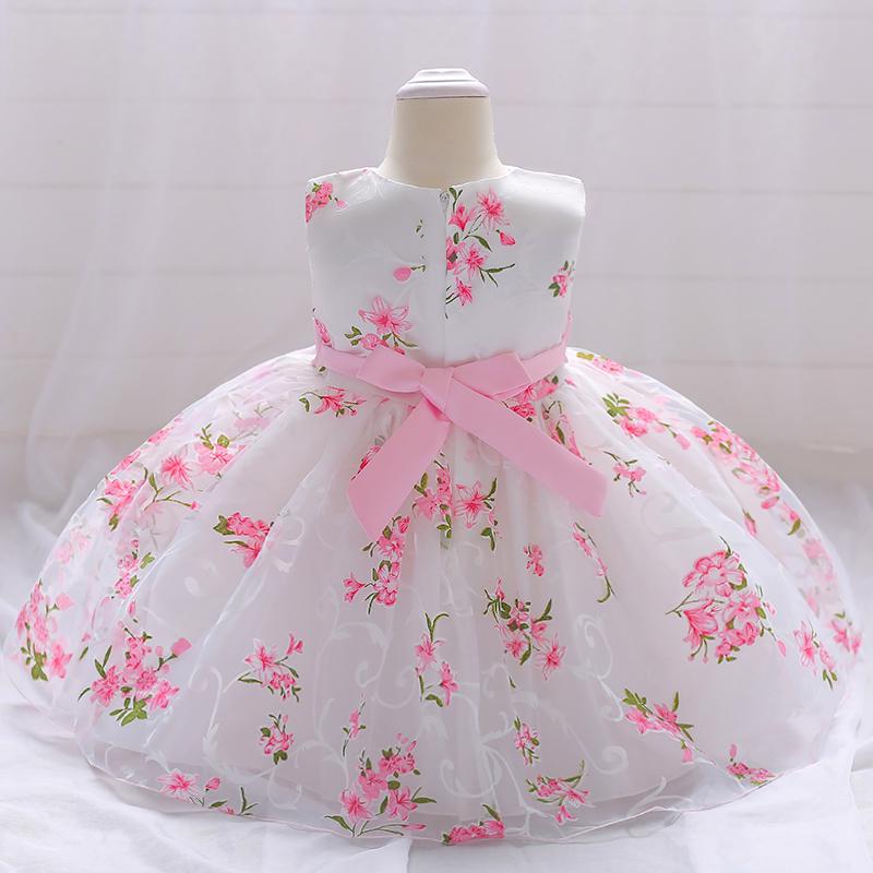 Lovely Print Flower Little Baby First Communion Dress Birthday Party Dress For Girls