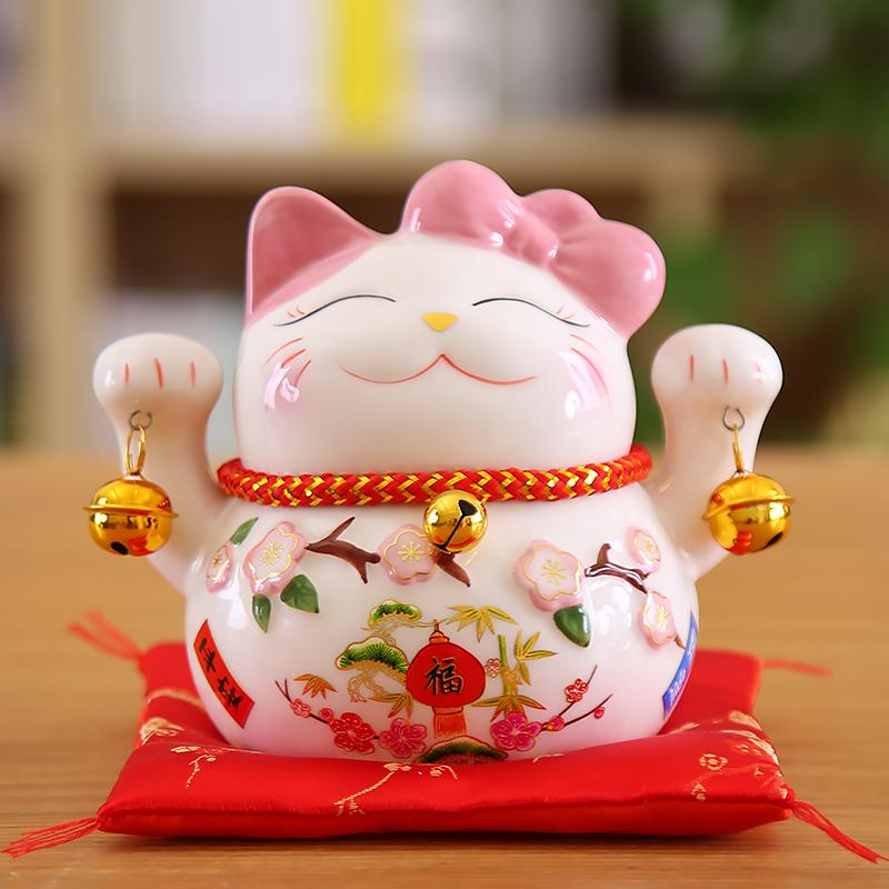 5-дюймовый Maneki Neko Lucky Cat Украшение Керамическая Статуэтка Кошки Удачи Домашний Декоративный Подарок Фэн-Шуй Призывающая Кошка Копилка
