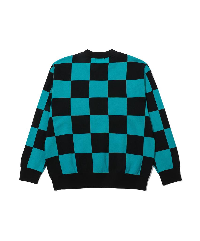 BEENTRILL Classic Checkerboard Oversized Knit (Teal)