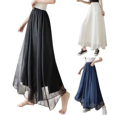 Женские шифоновые широкие брюки, темпераментные широкие брюки-юбка на шелковистой шифоновой подкладке