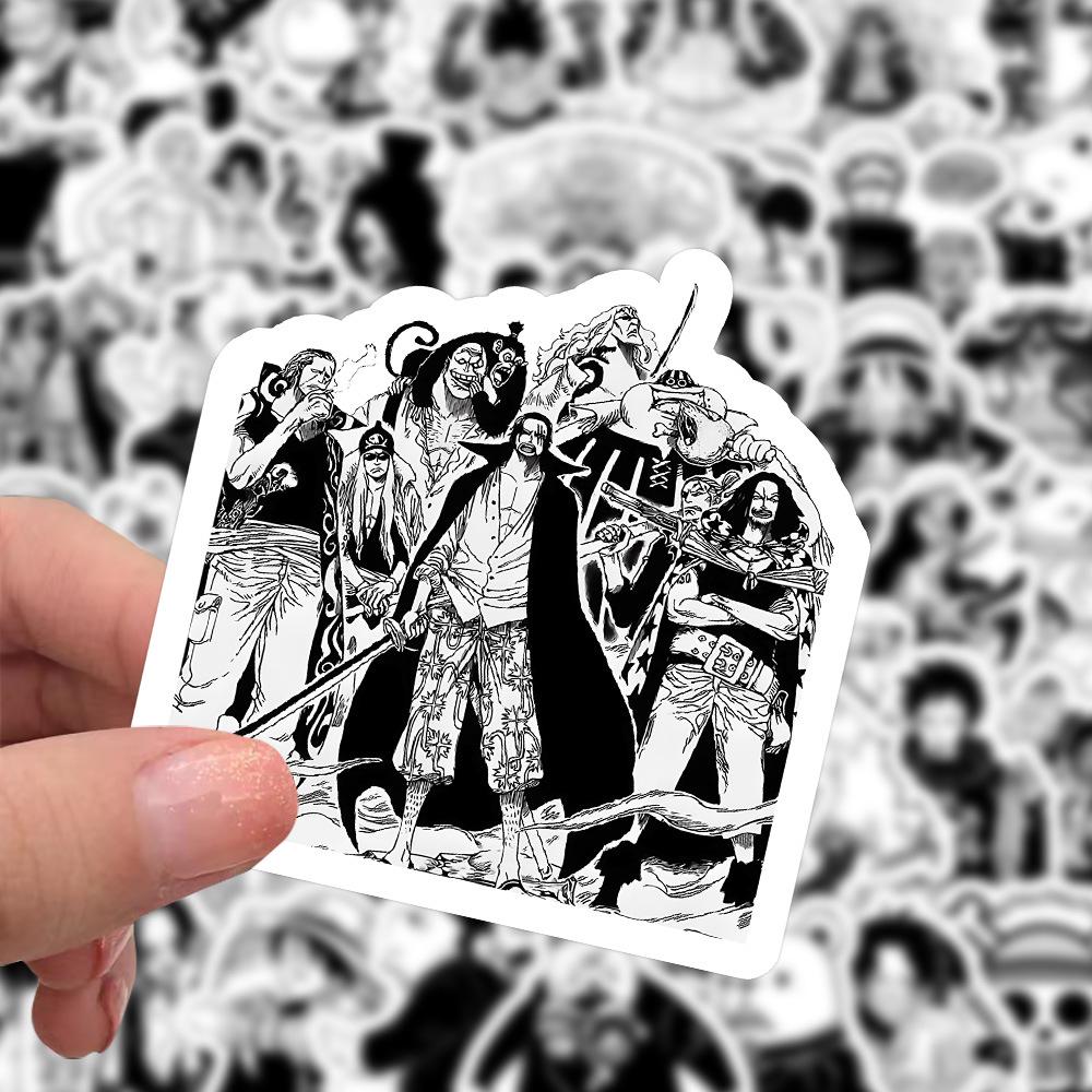 100 черно-белых граффити-стикеров в стиле "one piece": Мультяшные 2D Декоративные Наклейки для Телефонов, Багажа, Бутылок для Воды.