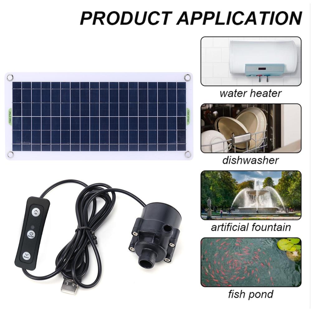 19W 800L/H Solar Panel Water Pump Watering System PET Solar Panel Fountain with Adjustment Switch Solar Panel Pump Kits for Pond