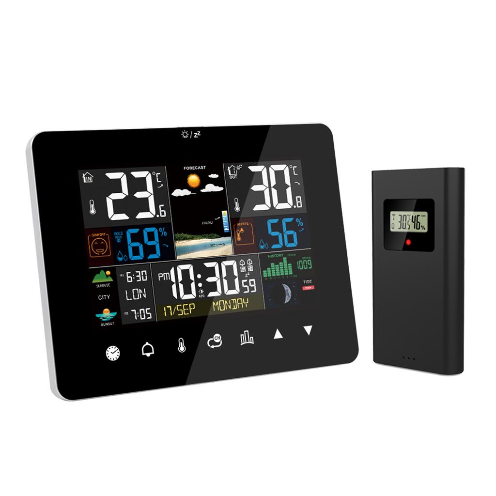 Sunrise and Sunset Weather Station Multi-function Alarm Clock Thermometer Hygrometer Touch Screen
