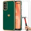 Case for Samsung Galaxy A32 5G - Luxury - Shockproof - Night Green - Heart Pattern - 2 Tempered Glasses