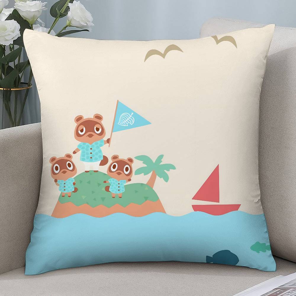 Game Cute A-Animal C-Crossing Pillow Case Short Plush Double-sided Print Square Throw Pillow Covers Sofa Home Cushion Decor